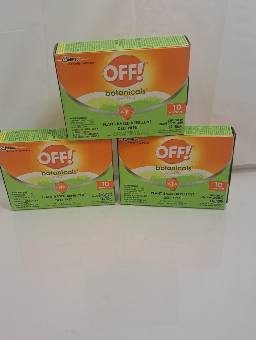OFF! Botanicals 10 CT  Mosquito Repellent Towelettes Plant Based Deet Free-3 Pkg